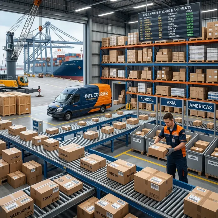 International courier services for businesses shipping to customers or partners abroad